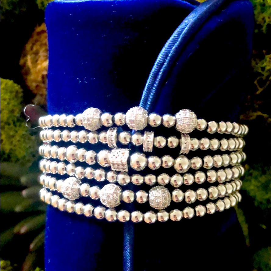 Silver Beaded Stacking Bracelets